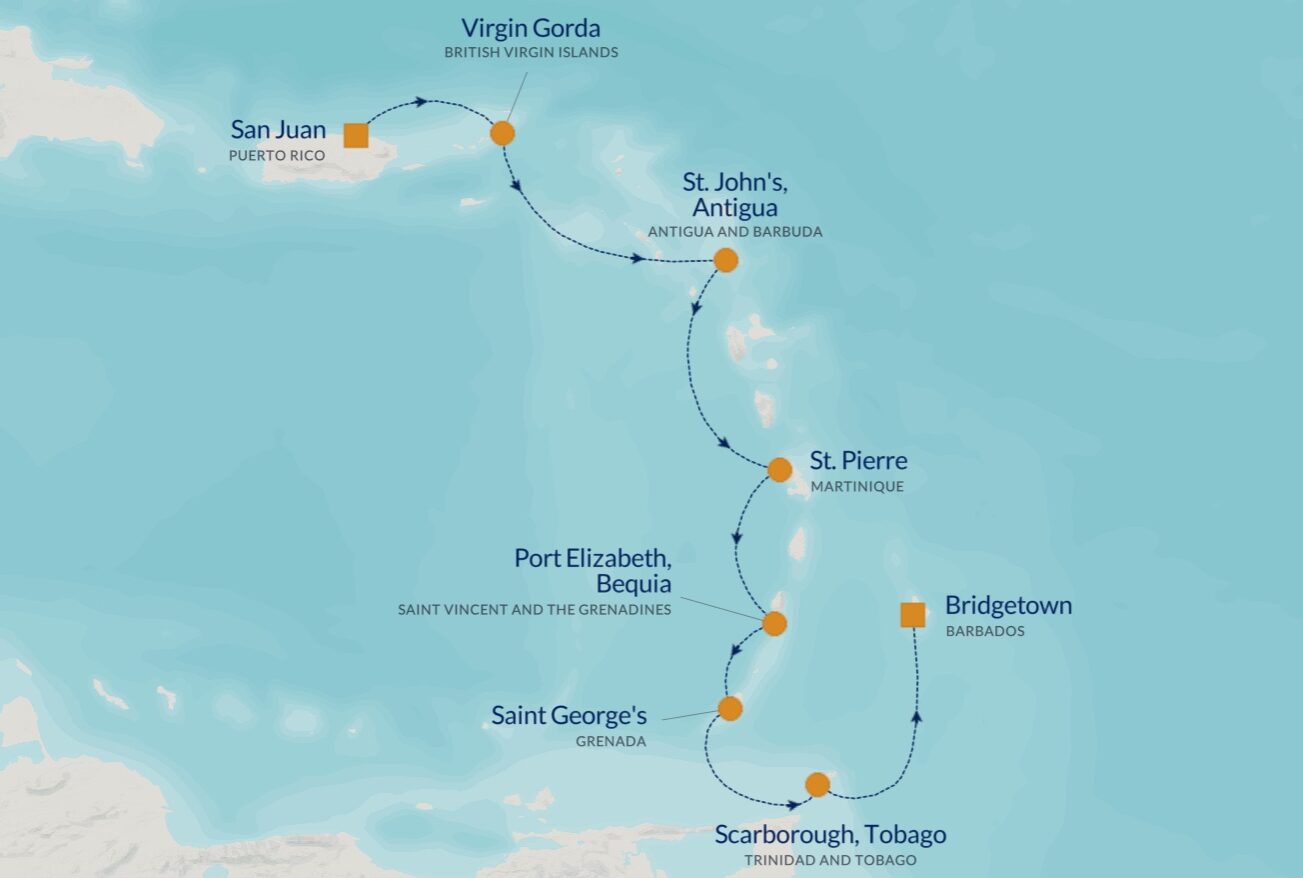 Azamaracruise_sydcaribien Sejlrute fra puerto rice til barbados i november 2025