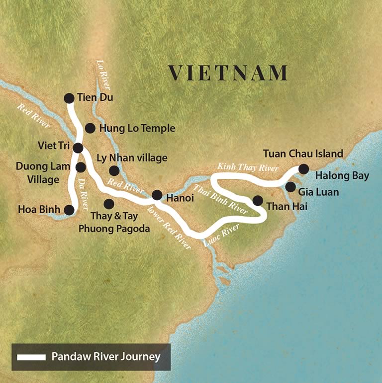 Kort over Pandaw River Journey