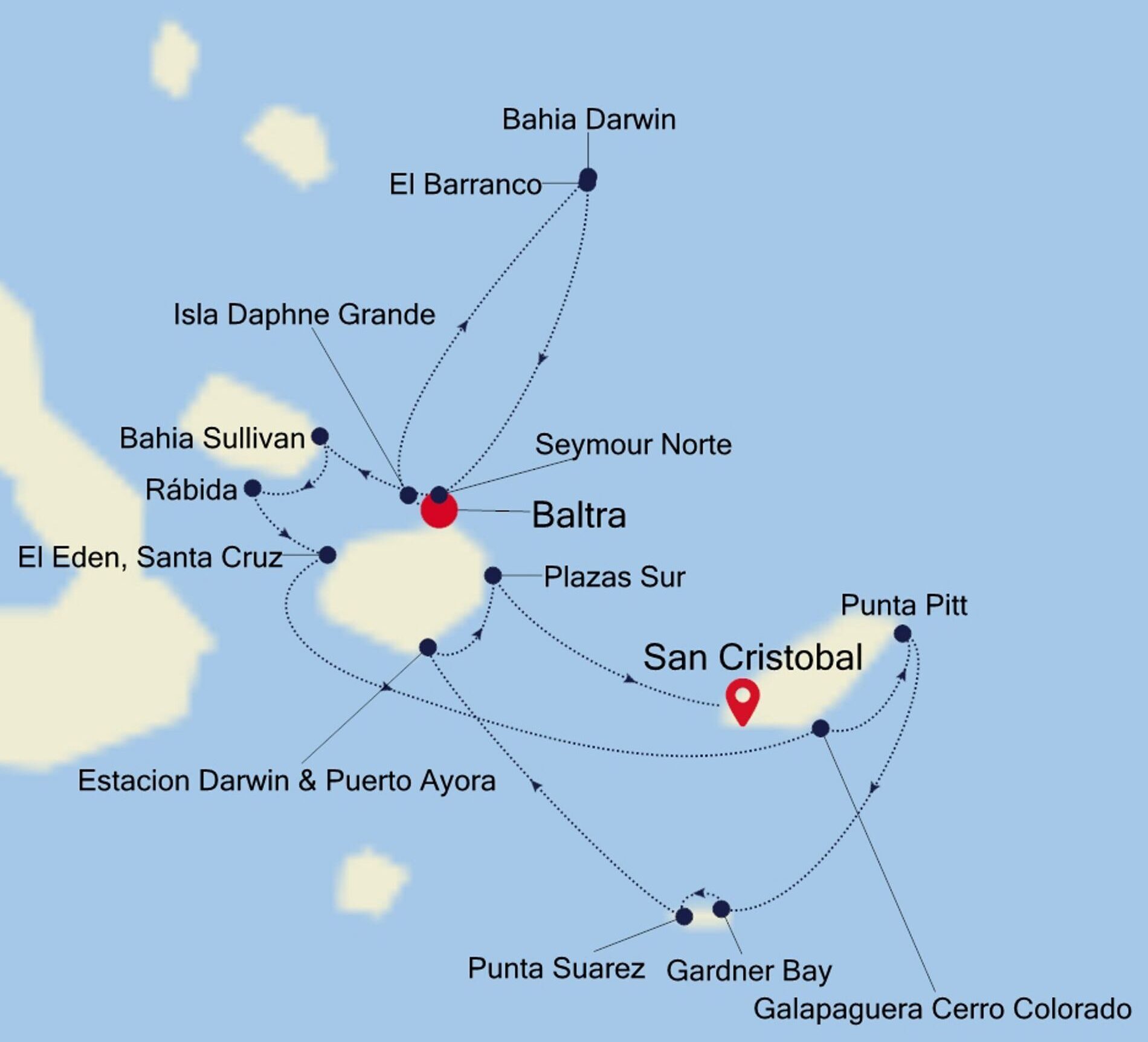 Sejlrutekort Galapagos Øerne med Silversea Expeditions