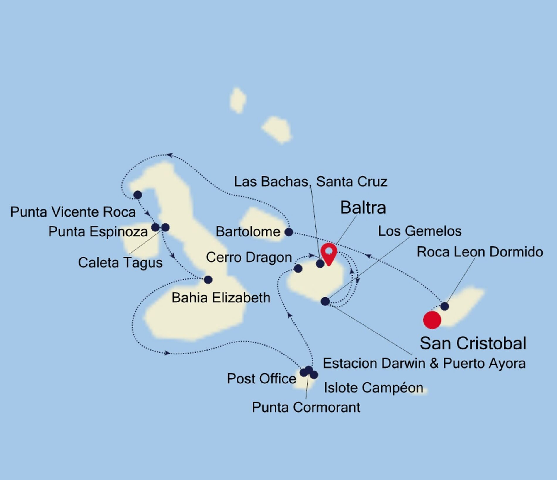 Sejlrutekort Galapagos Øerne med Silversea Expeditions