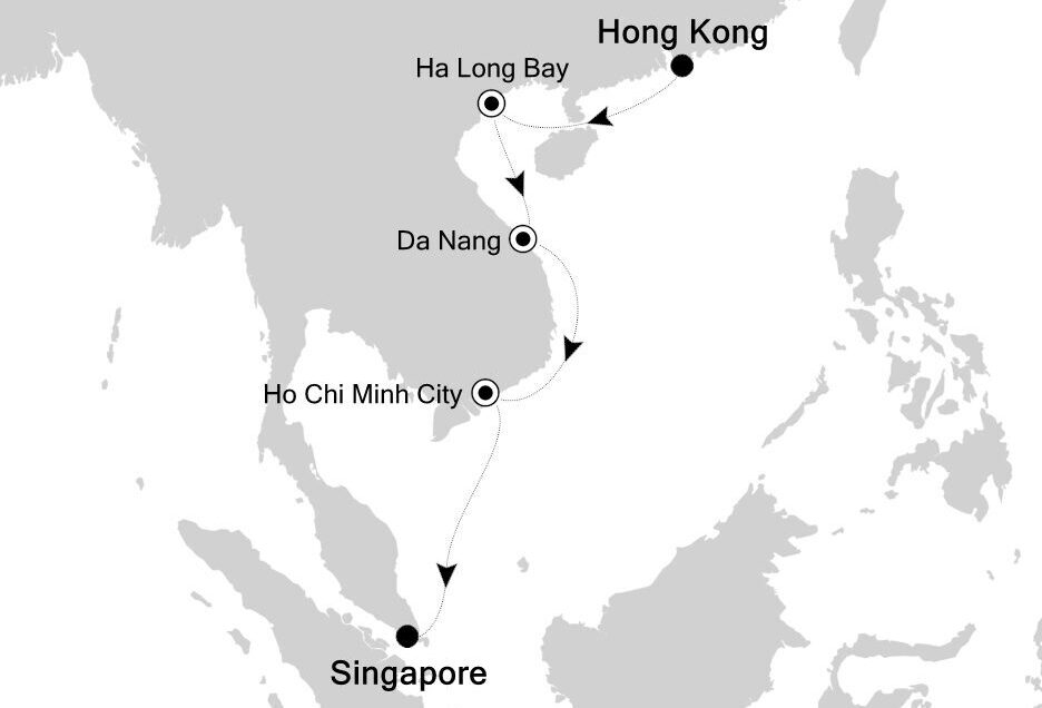Kort fra Hongkong til Shanghai