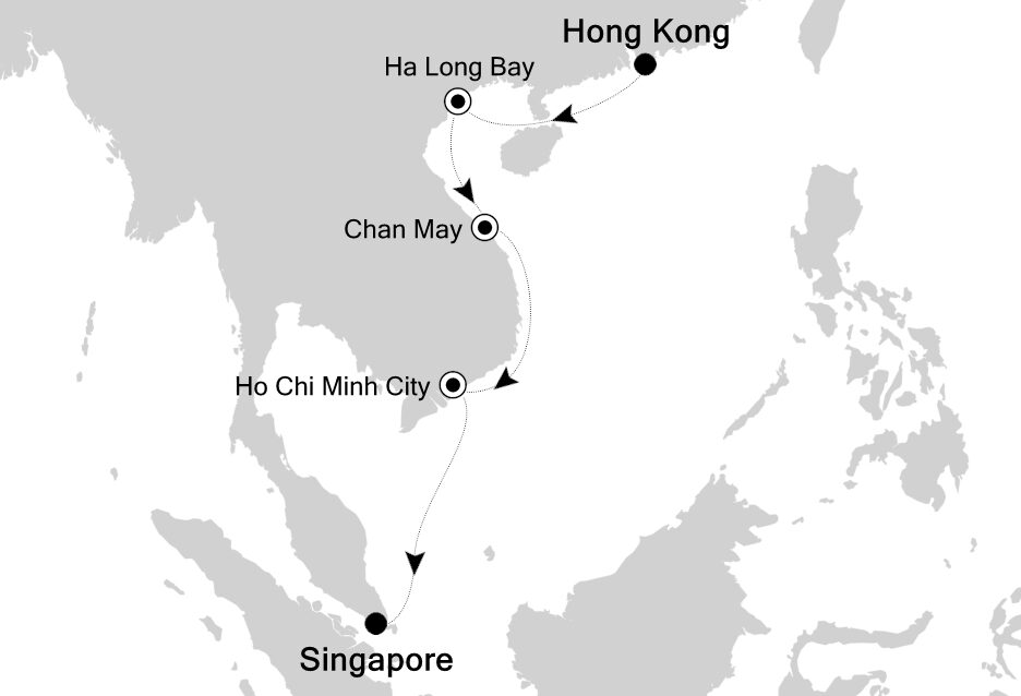 Kort fra Hongkong til Shanghai