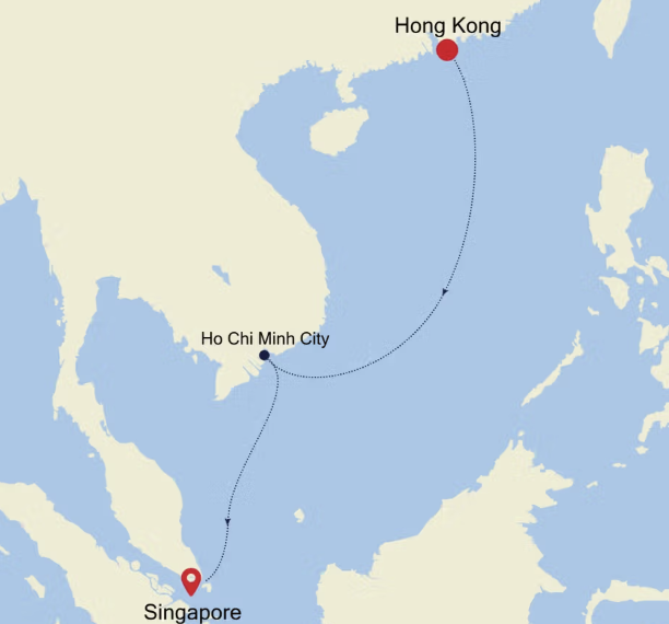 Kort fra Hongkong til Singapore Kort fra Hongkong til Singapore