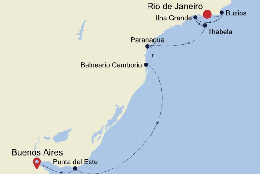 Rio-Buenos Aires Sejlrute over Silversea cruises i Sydamerika